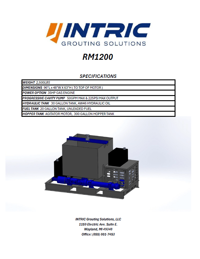 Intric Grouting Solutions, RM1200, Grout Pump