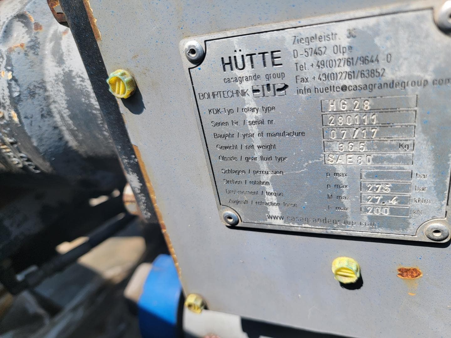 Eurodrill / Hutte HG28 Rotary head